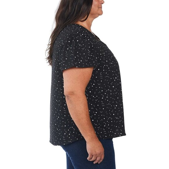 NWT Hilary Radley Women's V-Neck Flutter Sleeves Lightweight Printed Blouse Top - Picture 4 of 6